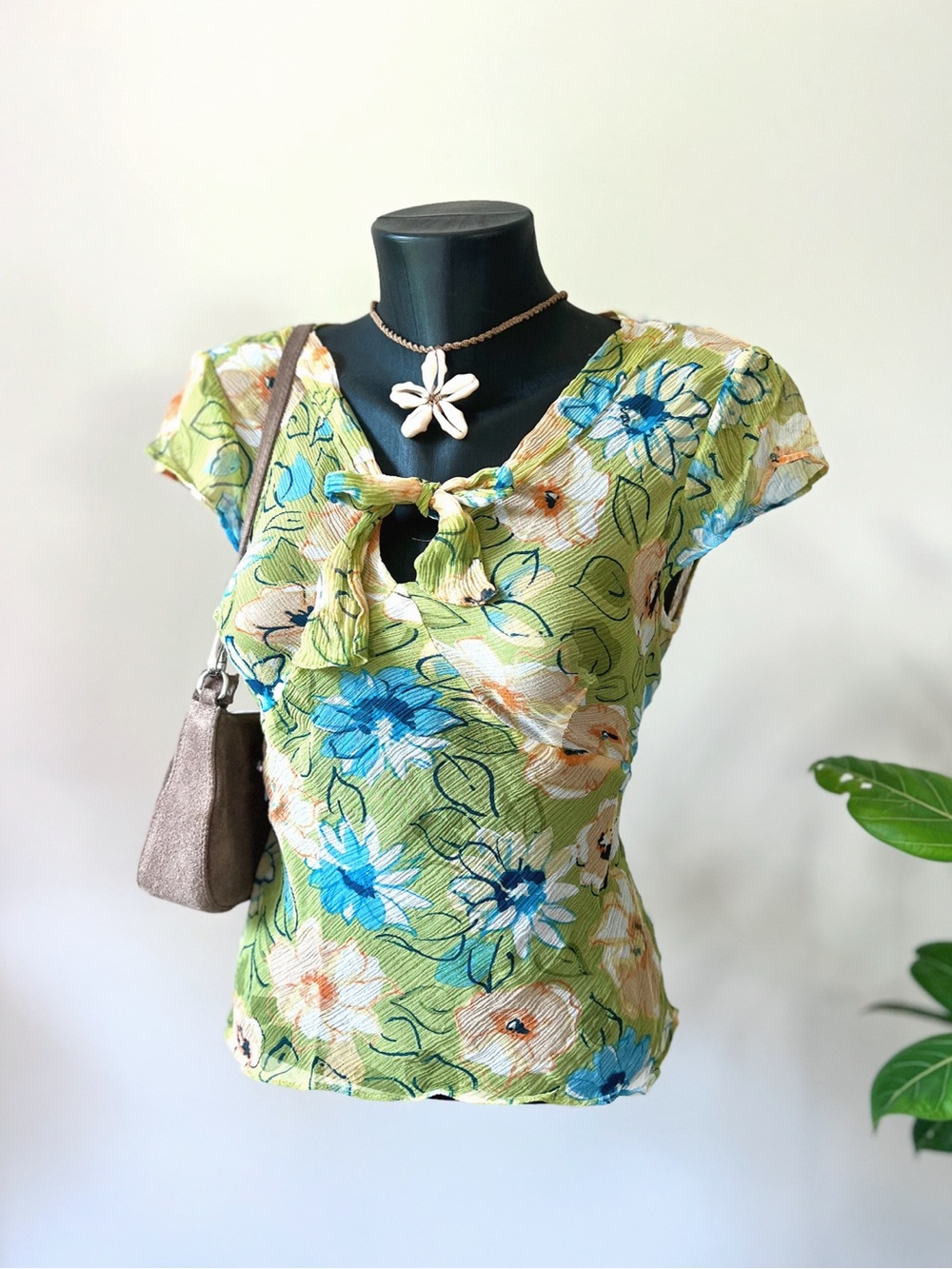2005 Vintage Think Tank | Floral Tie Front Fairycore Top